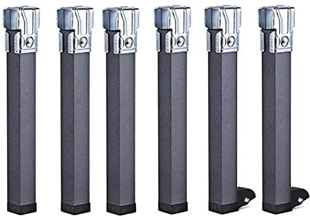 Cama Express Lot de 6 Pieds carrés pour sommier ou sommier tapissier | Pieds métalliques de 32 cm avec Pince | 4 Pieds sans Roues et 2 Pieds avec roulettes