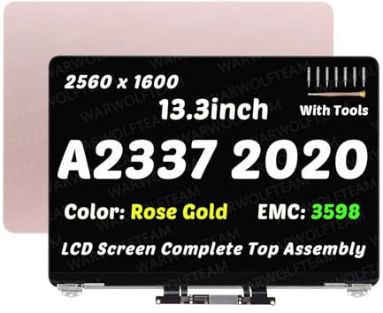 WARWOLFTEAM Ersatz für MacBookAir10,1 MacBook Air 13,3 Zoll M1 2020 A2337 EMC 3598 MGN63 MGN93 MGND3 MGN73 MGNA3 MGNE3 13,3 Zoll 2560 x 1600 Full LCD Bildschirm Komplette Montage (Gold)