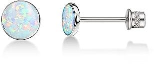 Limerencia Medizinische Titan Ohrringe, G23 Hypoallergen Gesundheitsstecker Ohrstecker mit Schraubverschluss, Nickelfreie Ohrringe für Damen, Mädchen und Kinder(White Opal)