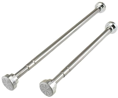 Extendable Shower Curtain Rail 125-220cm,Stainless Steel Shower Curtain Pole Curtain,Tension Rod No Drilling Adjustable Shower Rail Telescopic Shower Pole for Bath,Closet,Wardrobe,Kitchen Silver