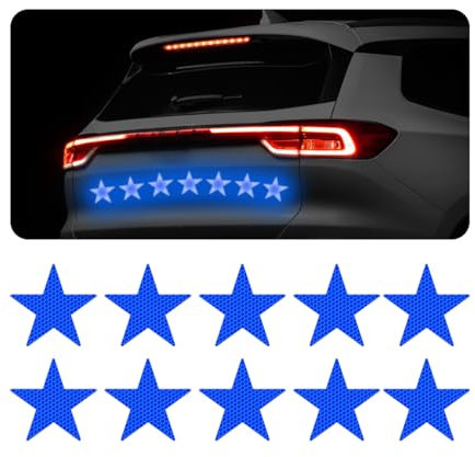 JNNJ 10 Stück Star Shape Reflective Adhesive, Warnung Reflektierende Autoaufkleber Mit Hoher Intensität, Reflektierende Aufkleber Für Auto Motorrad Boot(Blau)