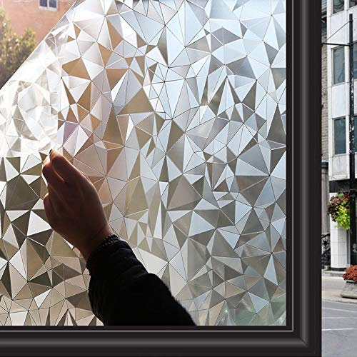 Zindoo Fensterfolie Blickdicht Sichtschutzfolie Ohne Kleber Dekorfolie Gute Privatsphäre Schutz für Badezimmer, Duschkabine Sowie Türen, Umkleide 90 x 400 cm