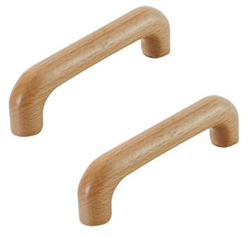 SZLXJMFL 2 Stück Holz Möbelgriffe, Garderobe Griffe Modern, Buche Natur | lackierte Oberfläche, Länge: 40-240 mm Bügelgriff, Schrankgriffe für Möbel/Küche/Schlafzimmer Inkl Schrauben-80mm/3.1in