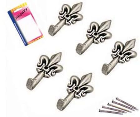12BLISTER GANCI PER QUADRI GIGLIO ARGENTO PICCOLI IN BLISTER - mm.33, in bl.5 pz.