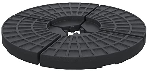 Outsunny Peso para Base de Sombrilla de 4 Piezas Base para Sombrilla Redondo Rellenable de Agua 52 Litro Arena 60 kg o Mixto 70 kg para Base Cruzada Negro