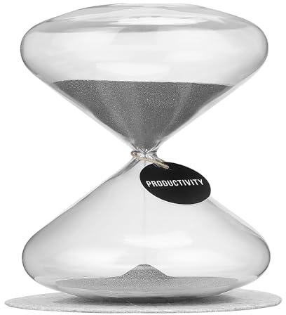 SWISSELITE Große Sanduhr, 30 Minuten, breite Stahl-Sanduhr für Heimbüro, 16,3 cm, Grau