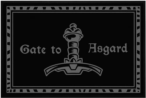 OM3® Fußmatte mit Spruch - Gate to Asgard - Valhalla Willkommen nordische Mythologie Wikinger - rutschfest & waschbar - 60x40cm -