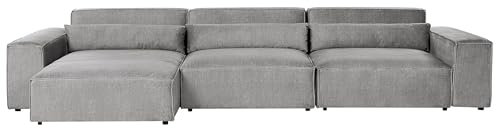 Beliani Modul 3-Sitzer Ecksofa Stoff grau mit Chaiselongue rechts Kissen Skandi Hellnar