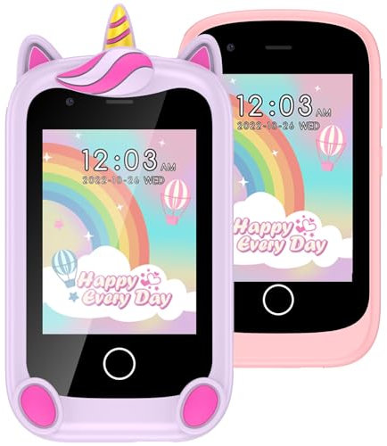 PTHTECHUS Kinder Handy, Smartphone für Mädchen Jungen, 28 Zoll großer Touchscreen Telefon Uhr Kinder mit 16 Spiele Anruf SOS Kamera Musik Schrittzähler Wecker, kinderhandy 4-9 Jahre Geschenke (Rosa)