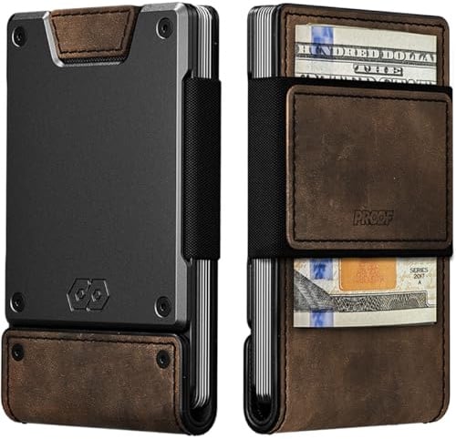 PROOF Slim Minimalist Wallets for Men | Leather & Metal | RFID Wallet