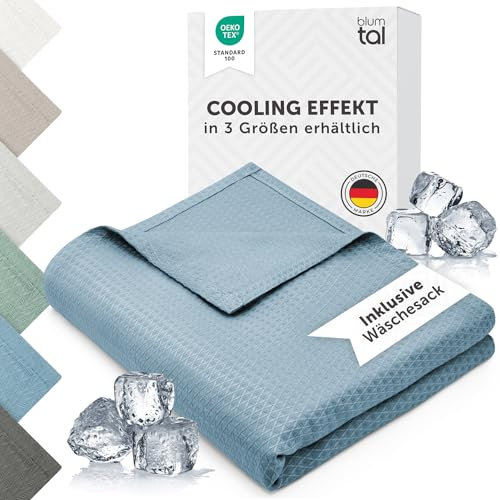 Blumtal Kühldecke 200x230 cm - Sommerdecke Bambus Viskose - Oeko-TEX zert. & kühlende Decke als Sofadecke Sommer/Reisedecke - Kühldecke Bett - Summer Blanket 200x230 - Sehr dünne Sommerdecke - Blau