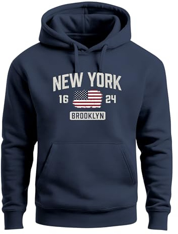 Neverless® Hoodie Herren New York Brooklyn Print USA Flagge Kapuzenpulli Männer Fashion Streetstyle