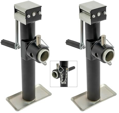 2PCS Wagenheber, Anhängerstützen Höhenverstellbar, PKW Anhänger Anhängerstütze Stützfuß Stütze Schwerlast Anhängerständer 43-69 cm Verstellbar 1T/2204.62lbs für Caravans, Wohnwagen, Yachten