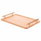 Bandeja Rectangular de bambú, 40 x 25 cm, Asas Doradas, Natural