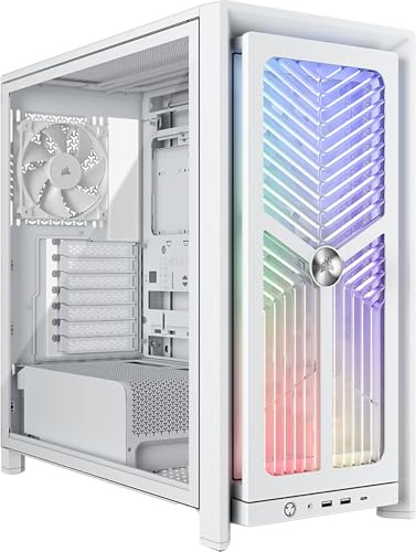 CORSAIR FRAME 4000X RS Modular Mid-Tower ATX PC Case – White | RGB Front Panel, 4x RS120 PWM Fans Included, InfiniRail Fan Mount System, Reverse GPU Anti-Sag and Motherboard Support