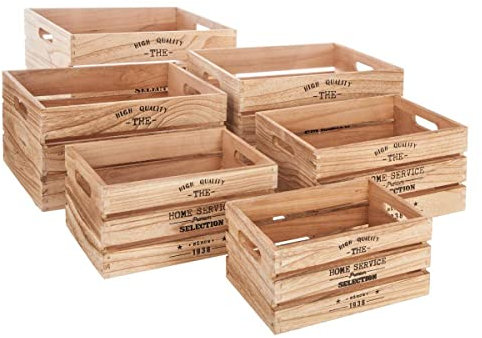 Atmosphera - Set aus 6 Steigekisten Facto - Holz - Kastanienbraun