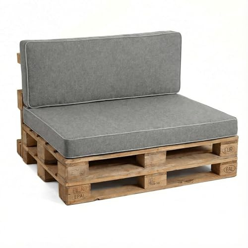 Gutekissen® Europalettenkissen Möbel, Gartenkissen, Rattan, Sitzauflage, Rückenauflage P (Grau, Sitzkissen 120x80)