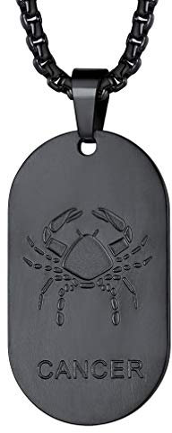 FaithHeart Cáncer Medalla Rectangular Placa Colgante de Identidad Acero Inoxidable 316L Dog Tag Regalos de Buena Suerte Collar Dudadero de Hombre Mujer