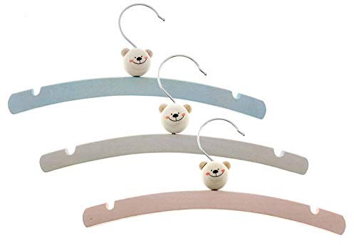 Hess Holzspielzeug 13361 - Kleiderbügel für Babykleidung, aus Holz, mit Teddy Motiv, ca. 26 x 12 cm, 6er Set, mehrfarbig, 6 Stück (1er Pack)