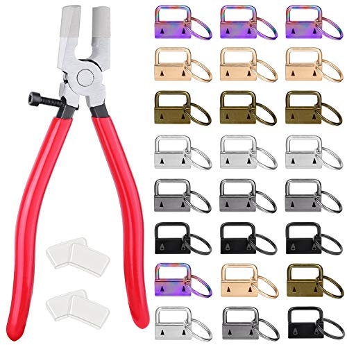 shynek Schlüsselanhänger, 50 Stück, 2,5 cm, Schlüsselband, Schlüsselband, Hardware mit Schlüsselanhänger, Zange, Werkzeug für Schlüsselanhänger und Handgelenkklemmen-Hardware, Mehrfarbig, 3 cm