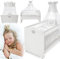 zooprinz Traumhaftes weißes Babybett umbaubar – vom 70x140 cm Babybett zum Juniorbett umbaubar – mit Matratze, Bettwäsche, Himmel, Premium Kinderbett