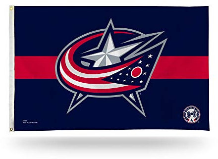 Rico Industries NHL Hockey Columbus Blue Jackets Navy with Red Stripe 3' x 5' Banner Flag Single Sided - Indoor or Outdoor - Home Decor