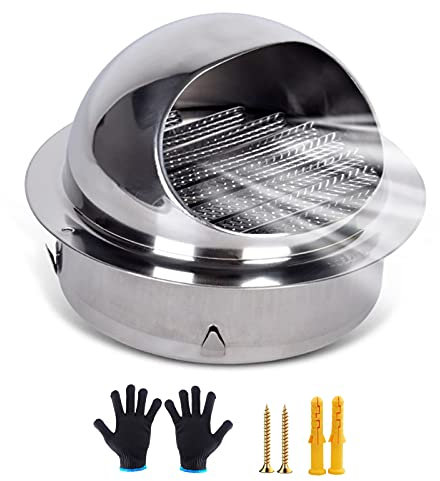 Lüftungsgitter Edelstahl, Ø 110mm~300 Mm Lüftungsanlage Aussenhaube, Runder Lufthaube, Mit Bildschirm, Kugelform Wetterschutzgitter, Für Ablufthaube/Belüftungen, Mit Netz ( Size : 4 inch(100 mm) )