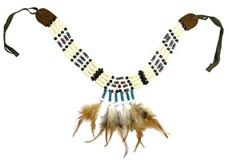 Bock op Kölle Federschmuck Indianer Look Pfauen Feder Hippie Style (Kette bunt)