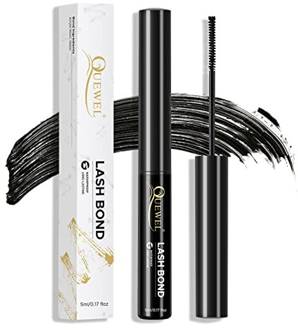 Cluster Lashes Glue, QUEWEL Individual Lashes Glue Eyelash Glue for DIY Eyelash Extensions Mascara Wand Lash Glue Black Cluster Individual Lashes Bond All Day Wear Super Hold Waterproof(Black)…