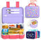 Lehoo Castle Fiambrera Infantil y Antigoteo para Niños, 1250ml - Fiambrera Chica Bento Box con Tenedor, Cuchara, 5 Compartimentos y Salsero (Helado)