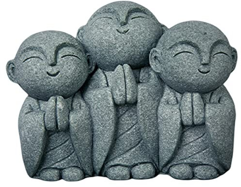 livelyfish 3 japanische Buddha-Statue, Sandstein, betender Mönch, Figur für Reichtum, Glück, Zen-Garten, Aquarium, Heimdekoration, Nr. 12