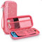 innoAura Switch Tasche, 16 in 1 Switch Zubehörset mit Switch Tragetasche Rosa, Switch Hülle, Switch Bildschirmschutz, Switch Spielhülle und Daumenkappen (Pailletten Rosa)