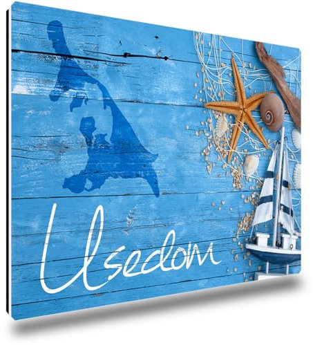 TRIOSK Kühlschrankmagnete Ostsee Magnet Insel Usedom Spruch Souvenir Geschenk Maritim für Reiselustige Frauen Männer Ostseeliebhaber Kühlschrank stark eckig groß 85x55 mm