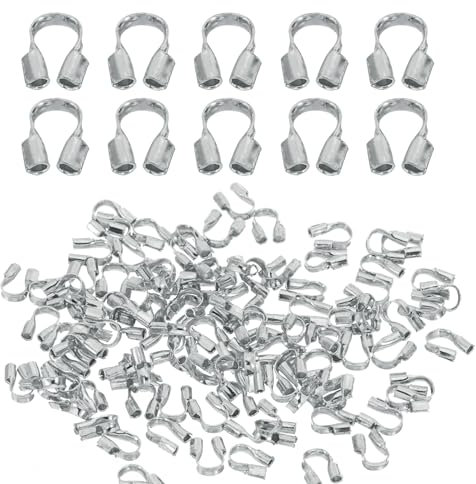 PATIKIL 0.7mm Hole Wire Guard Thread Protector, 100Pcs Alloy U Shape Loop for Jewelry Making Necklace Bracelet Earring DIY Crafts Accessories, Rhodium Color