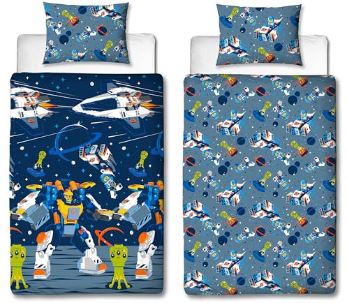 Character World LEGO® - Set copripiumino singolo con licenza ufficiale LEGO® Cityscapes per bambini, reversibile, 2 lati, con federa coordinata, set per letto singolo