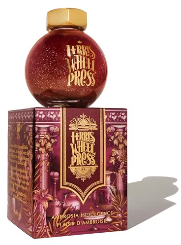 Ferris Wheel Press Ink, FerriTales Collection, Ambrosia Indulgence, Red with Gold Shimmer, 85ml Fountain Pen Ink Bottle