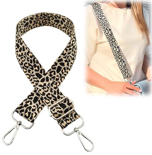 Leopard Breiter Taschengurt Verstellbarer 3.8cm Schultergurt, Taschen Gurte zum Wechseln Längenverstellbarer Schultergurt für Tasche Damen, Taschengurte Umhängetasche für Mädchen DIY Zubehör