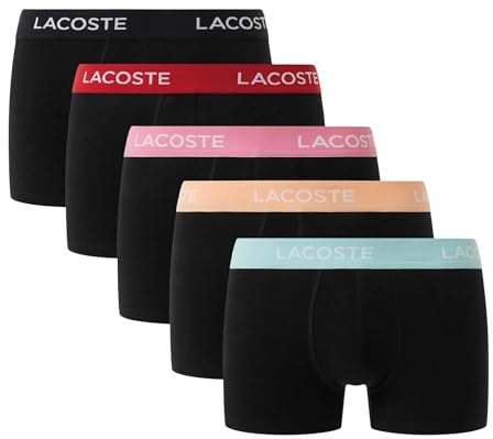 Lacoste Stretchcotton Trunk Boxershorts Herren (5er Pack) 5H1292, Farbe:Schwarz-Hellblau-Orange-Rosa-Rot U7I, Textil:L