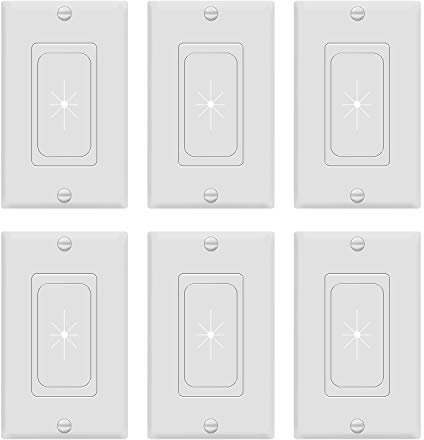 TOPGREENER Flexible Rubber Wall Grommet Insert with Decorator Wall Plate, Pass Through Plate for Low-Voltage Cables, Size 1-Gang 4.50 x 2.75, Polycarbonate Thermoplastic, TG8901-6PCS, White, 6 Pack