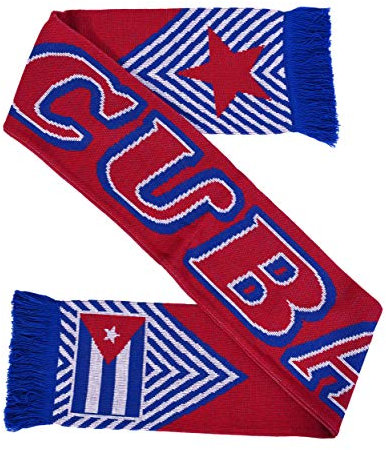 Euroscarves Kuba-Fußball-Strickschal, Rot, Blau, Weiß, fits all