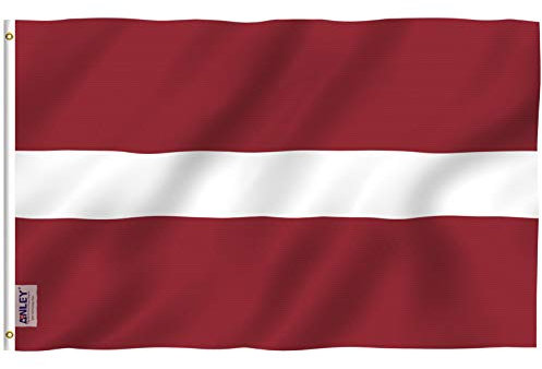 ANLEY Fly Breeze 3x5 Fuß Lettland Flagge - Lebendige Farbe und UV-Lichtechtheit - Leinwandkopf und doppelt genäht - Republik Lettland Flaggen Polyester mit Messingösen 3 X 5 FT