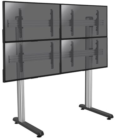 KIMEX - Support TV - sur Pieds - Mur d'images - pour 4 écrans 45''-55'' - A Poser - Hauteur 175cm - 031-2400K1