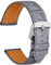WOCCI 22mm Uhrenarmband Leder für Damen und Herren, Geprägtes Alligator, Silberne Schnalle (Grau)