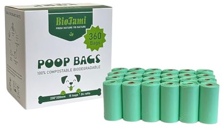 BIOFAMI 100% Biologisch Abbaubare Hundekotbeutel, 300 Beutel, Kompostierbaren Materialien auf Maisstärke-Basis, Umweltfreundlich, Unparfümfrei, EN13432 OK Compost Home und US-BPI Zertifizierung