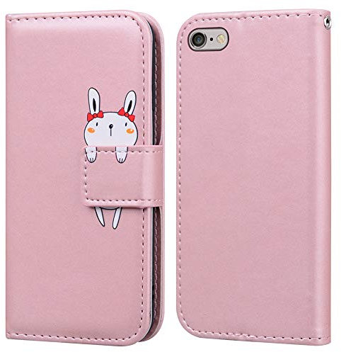Ailisi Coque pour iPhone 6 Plus/iPhone 6S Plus(5,5 Pouces), Mignon Cartoon Animal Lapin Etui Portefeuille en Cuir PU Housse avec Fermeture Magnétique, Emplacements de Cartes -Or Rose