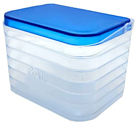 AC – Saleros Modelo Original Transparente - Fabricado en Plástico -Apto para Uso Tanto como salero y azucarero Cocina - 10,2 x 14,5 x 10,3 cm – Color Azul
