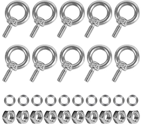 10 Stück Ösenschraube M6*12 Ringschraube 304 Edelstahl Augenschraube Ring Runde Augenbolzen Metrisch Ringbolzen Hardware Ringschrauben für Rolle Des Befestigens Und Hängens