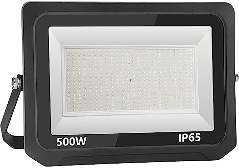 bapro Projecteur LED 500 W 500 W 50 000 lm 3500 K Spot de sécurité domestique étanche pour cour, aire de jeux, garage, terrain de basket-ball, parking