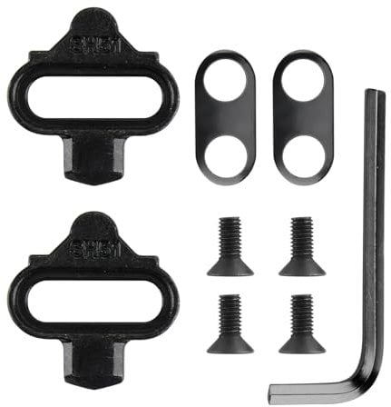 SPD Cleats, Komplettset für Klickpedale Pedalplatte Klickpedale Bike Fahrrad Schuhplattenset Plattensatz mit Gegenplatte Schuhplatten Cleats Pedale für Rennrad MTB Indoor Cycling (Set A)