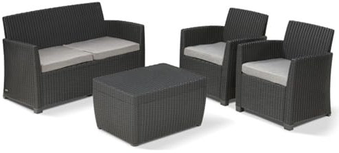 MONDO VIRO un mondo a casa tua Mondo Viro Gartenmöbel-Set Mia Lounge Sofa + 2 Sessel + Tisch (Anthrazit)